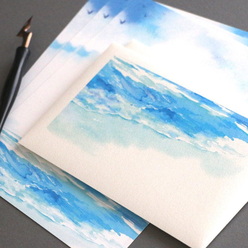 夏空と海のレターセット - 信封/信紙 - 紙 藍色