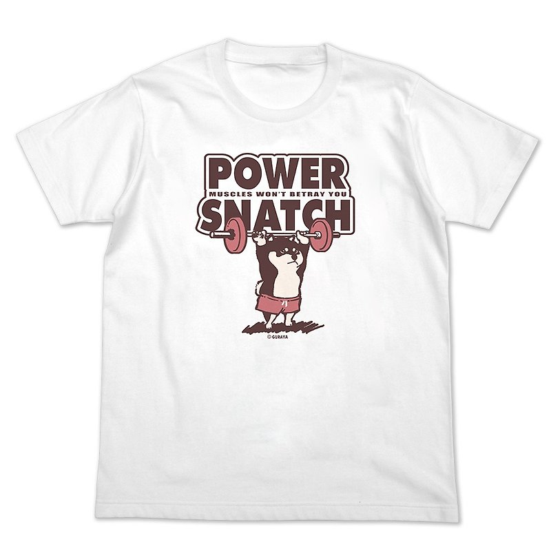 Warehouse fitness series T-shirt snatch Power Snatch Shiba Inu surrounding short sleeves - เสื้อฮู้ด - ผ้าฝ้าย/ผ้าลินิน 