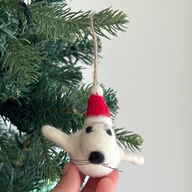 Christmas tree pendant white seal Christmas seal Christmas decoration wool felt Christmas pendant Christmas decoration - Items for Display - Wool 