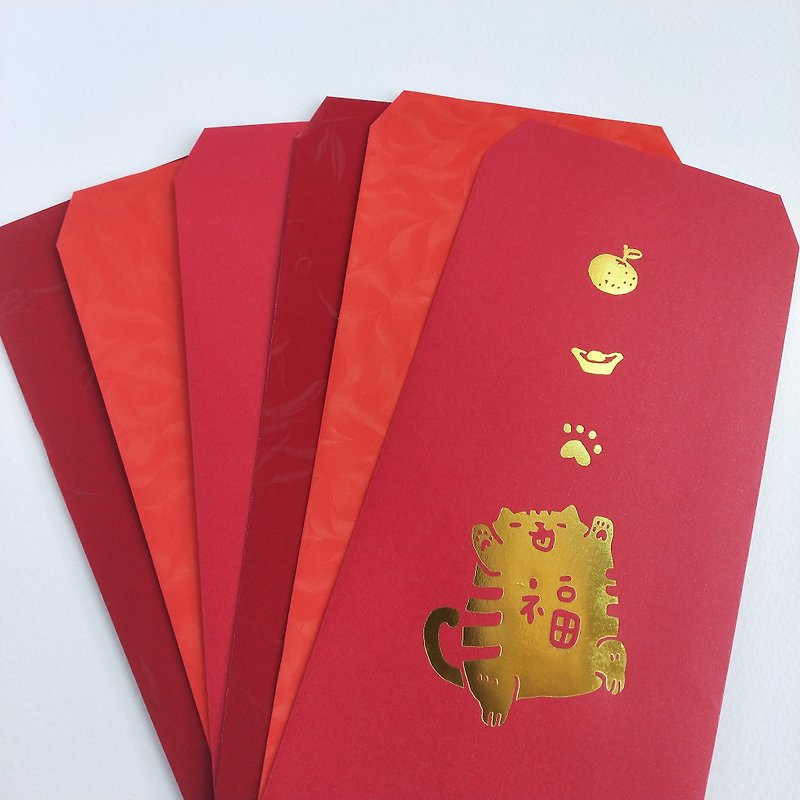 【箔押し紅封筒】毎年猫年 6種類 - ご祝儀袋・ポチ袋 - 紙 レッド