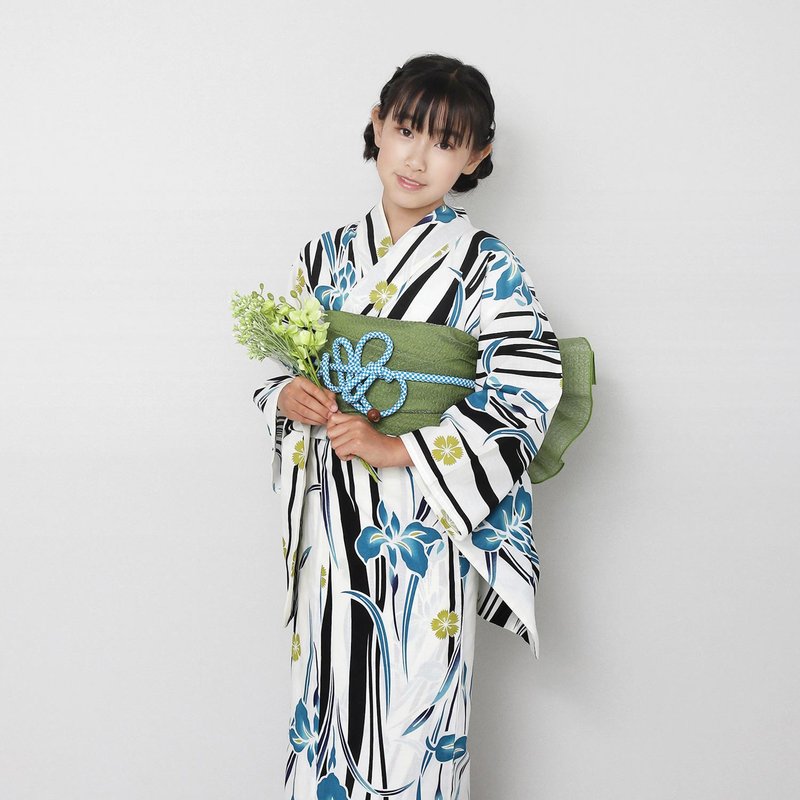 浴衣 腰封 2件組 兒童 130/140 x23-6 - 男/女童長褲/短褲 - 棉．麻 紫色