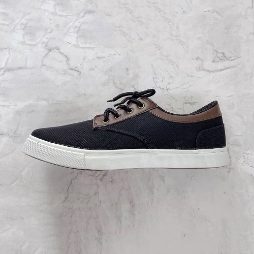 富發牌古著鞋 FUFASHOES 經典復古拼接男款休閒鞋-黑/灰 2CM27