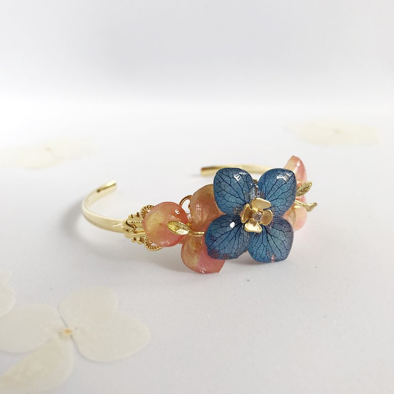 Flower jewellery Real flower Bracelet 18KGP - สร้อยข้อมือ - พืช/ดอกไม้ สีน้ำเงิน