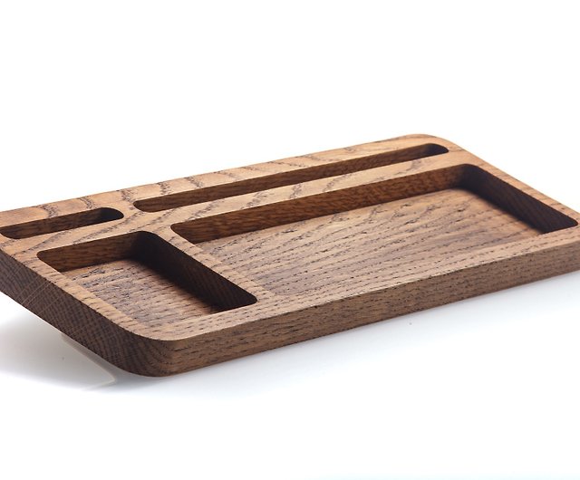 Desk accessories for men iPad & iPhone stand Wood catchall tray Key, pencil