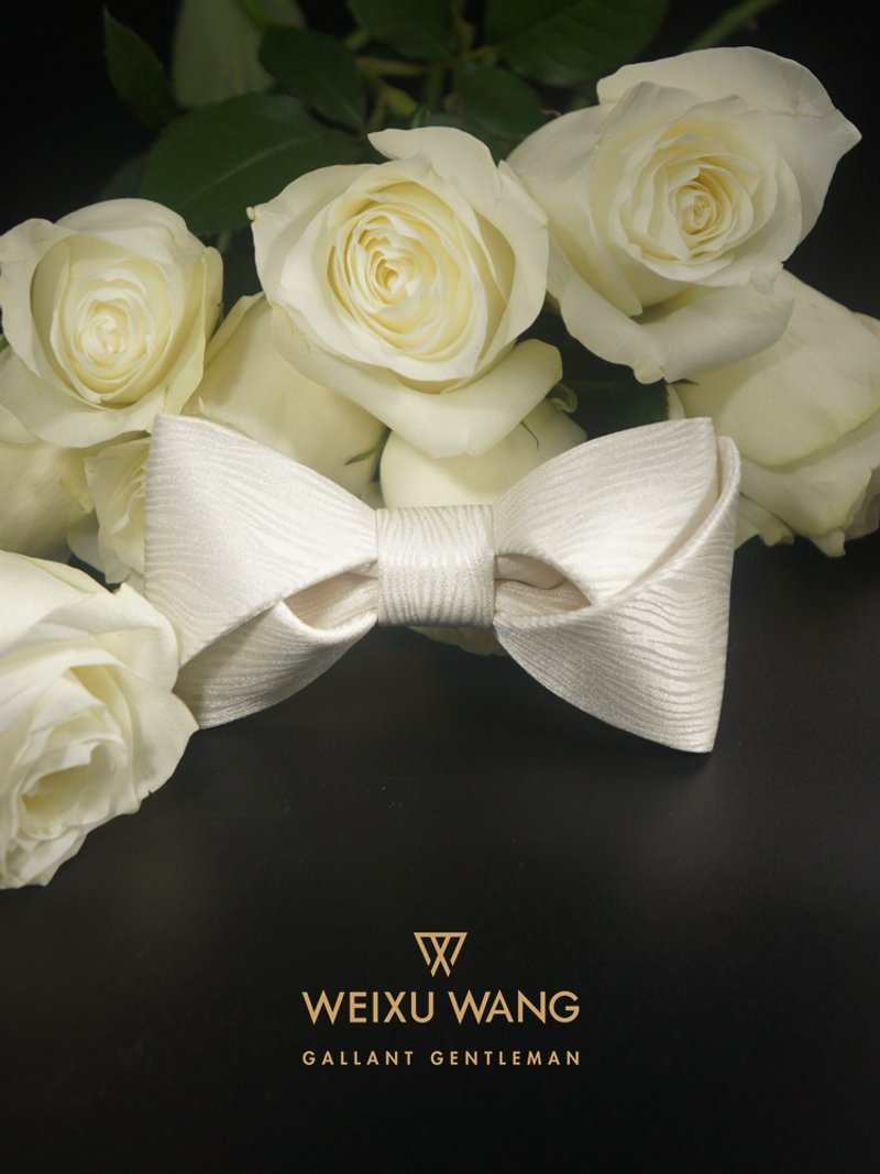 WEIXUWANG rose series original handmade bow tie wedding bowtie - Bow Ties & Ascots - Silk White