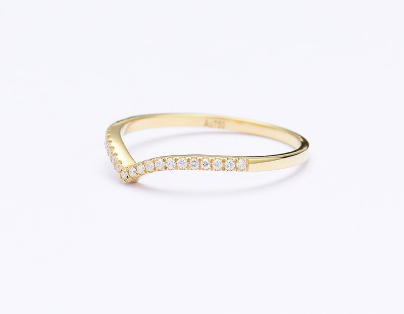 簡約V型戒指 婚戒訂製 - 戒指 - 鑽石 金色