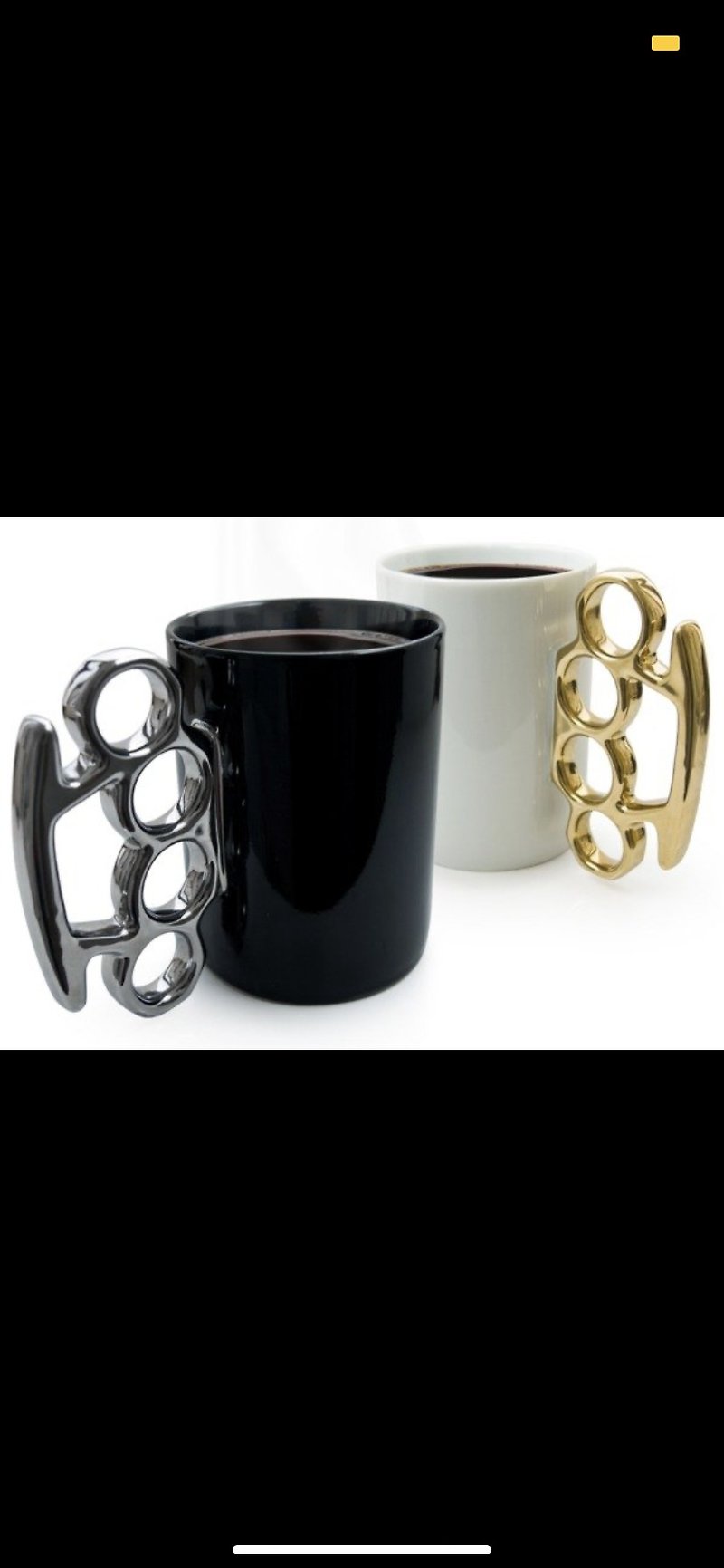 手指虎馬克杯對杯組-黑銀+白金 - 咖啡杯 - 瓷 黑色