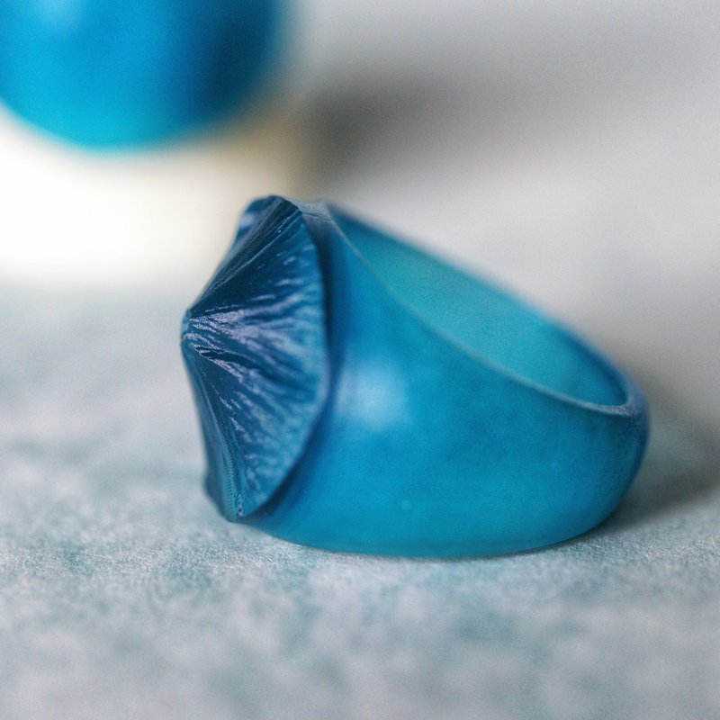 富士山のリング　3Dプリントのアクセサリー - リング・指輪 - レジン ブルー