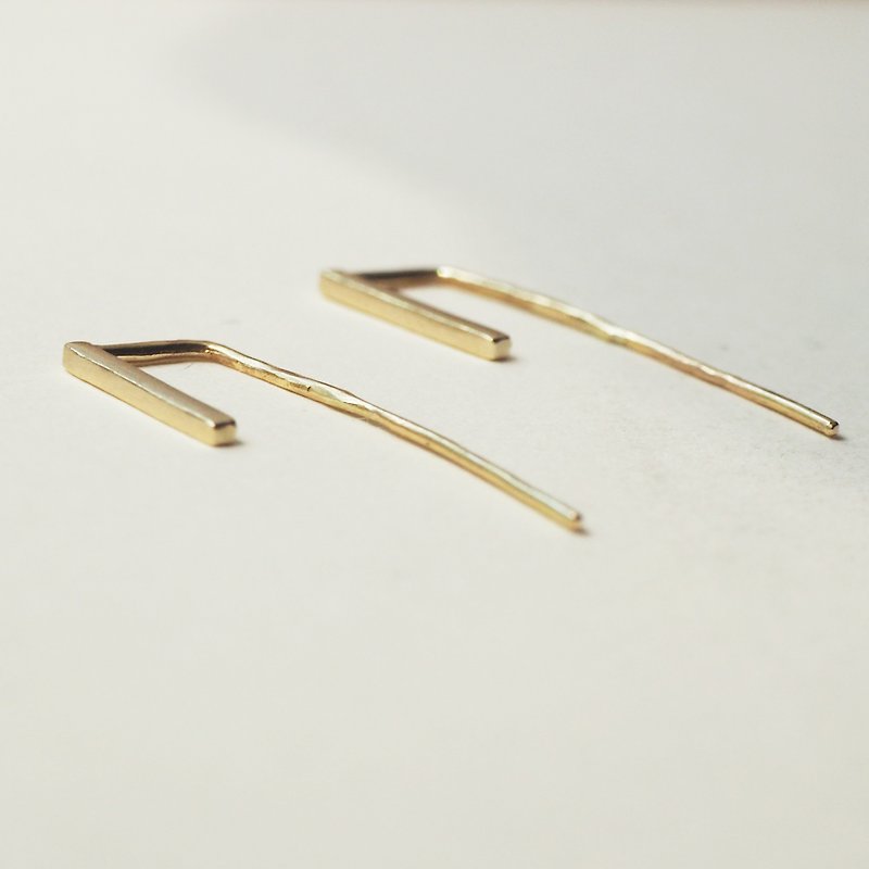 14K 純K金-長方極簡ㄇ形無耳扣, 耳環, 耳針 - 耳環/耳夾 - 貴金屬 金色
