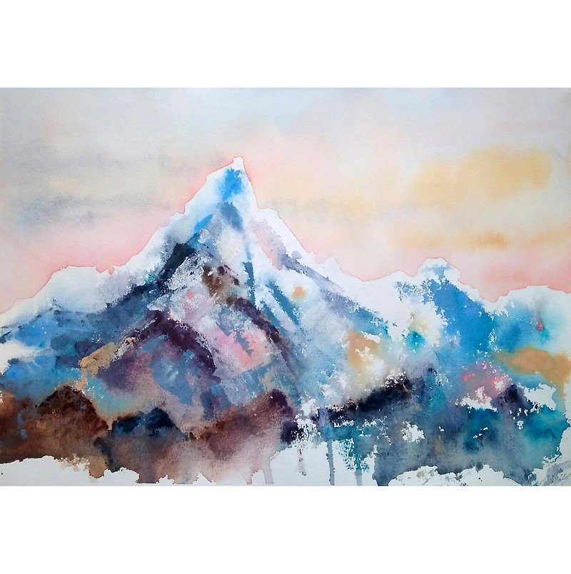 Mountain Landscape Original Painting Watercolor Wall Art  手工水彩 原创水彩 - Posters - Paper Multicolor