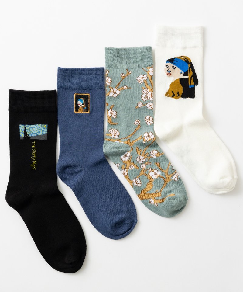 Bamboo socks [set of 4] Pop design assortment in gift box 2. Art - ถุงเท้า - วัสดุอีโค หลากหลายสี