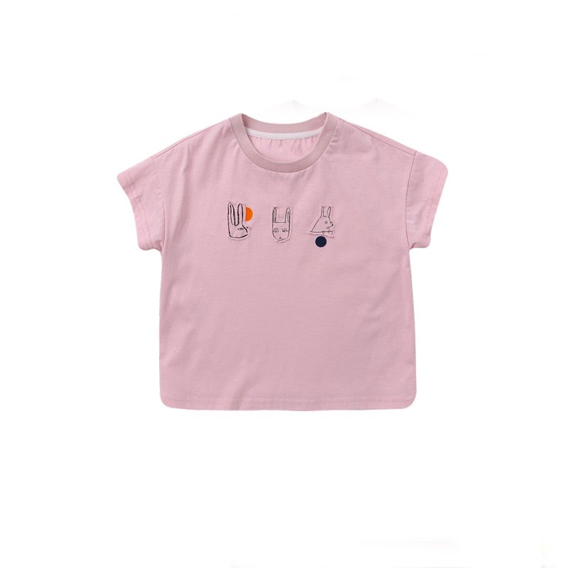 [Clearing Offer] Rabbit Collage Cotton T - Tops & T-Shirts - Cotton & Hemp Pink