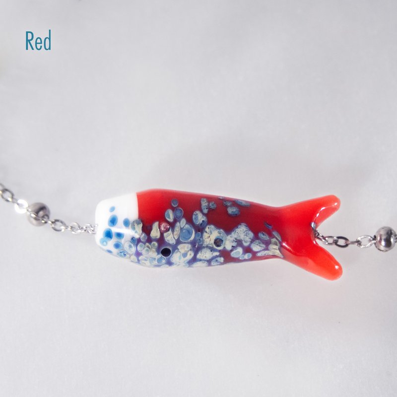 Sardine Blown Glass Adjustable Bracelet - 手鍊/手環 - 玻璃 藍色