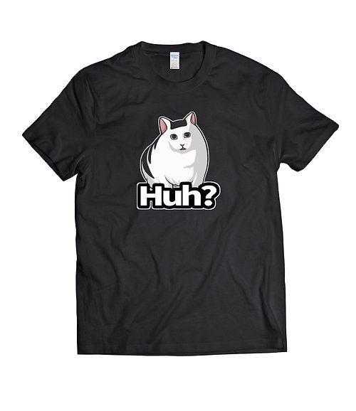 蟲蟲商號X原創設計T-shirt 迷因系列-Huh?貓 貓貓 貓咪 原創T恤 純棉T恤