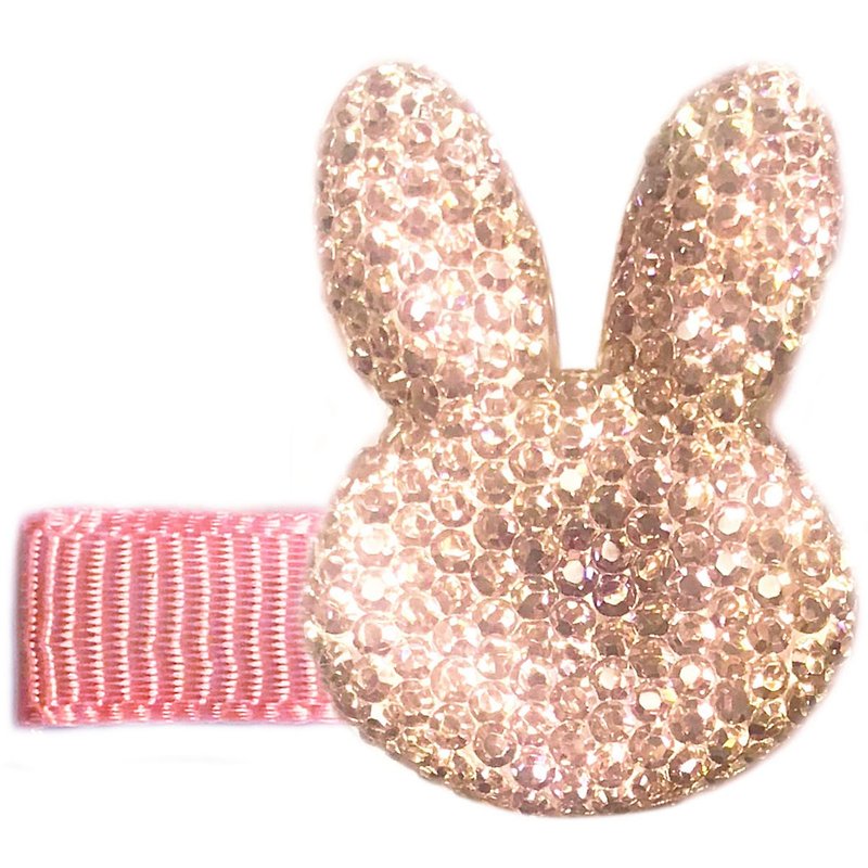 Cutie Bella Bright Diamond Bunny Hairpin Full Covered Fabric Handmade Hair Accessories Sparkle Bunny-Coral - Hair Accessories - Resin Orange