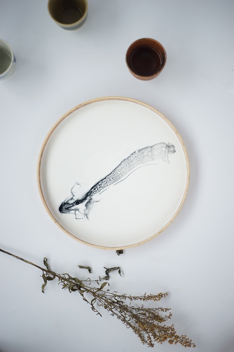 【一・木製東レ茶皿・壁時計】30cm - 小皿 - 木製 ホワイト