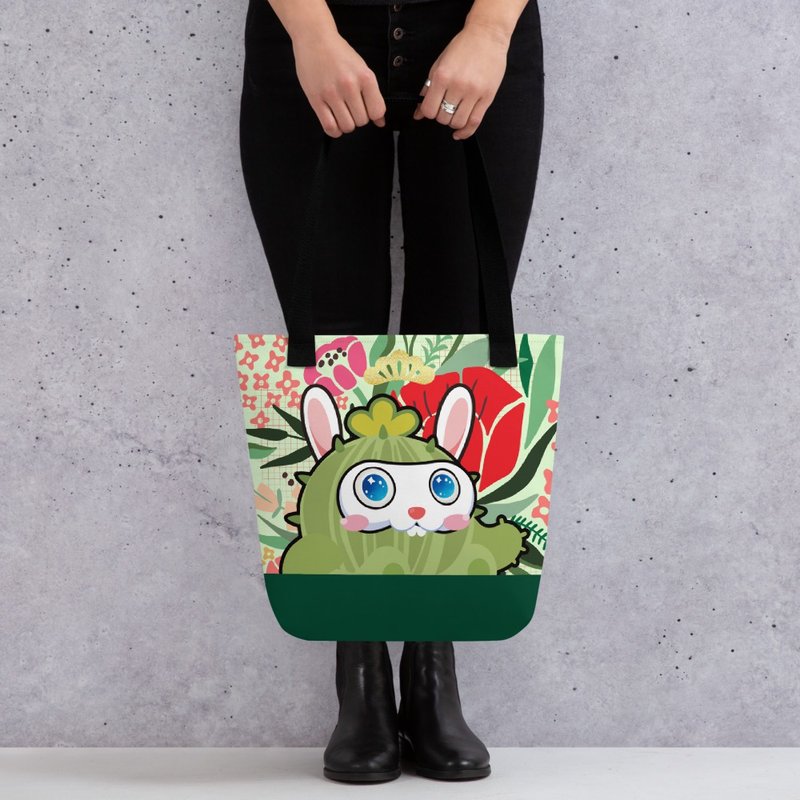 【Free Shipping】Cactus Boy in Flower | Tote bag - Handbags & Totes - Waterproof Material Green