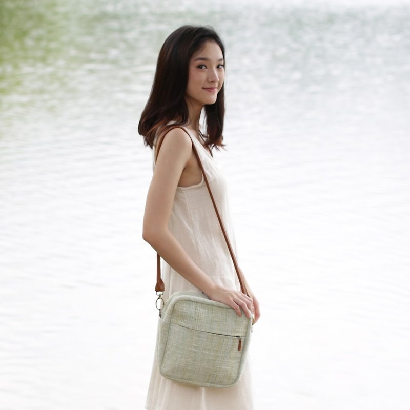 Cross-body Bags Little Tan Extra Bags Botanical Dyed Cotton Green Color - Messenger Bags & Sling Bags - Cotton & Hemp Green