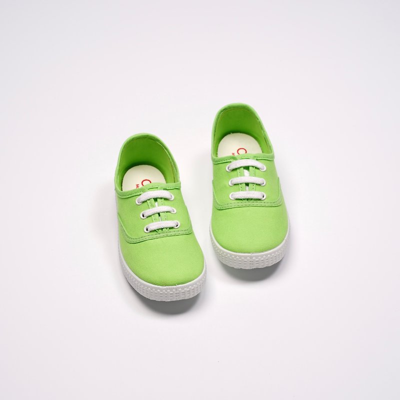 西班牙國民帆布鞋 CIENTA52000 19蘋果綠色 經典布料 童鞋 繫帶款 - 童裝鞋 - 棉．麻 綠色