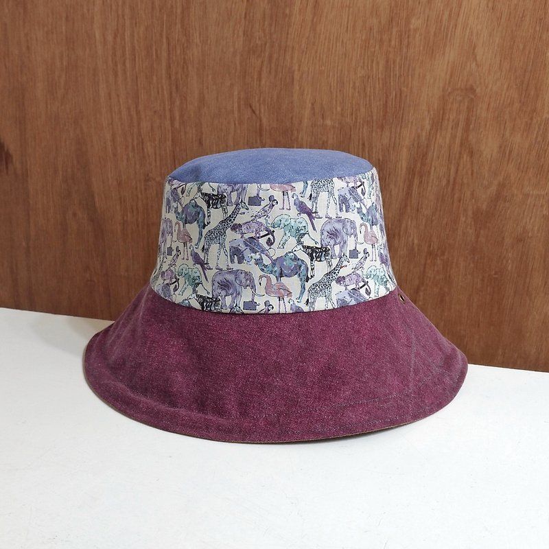Handmade double-sided bucket hat - Hats & Caps - Cotton & Hemp Purple