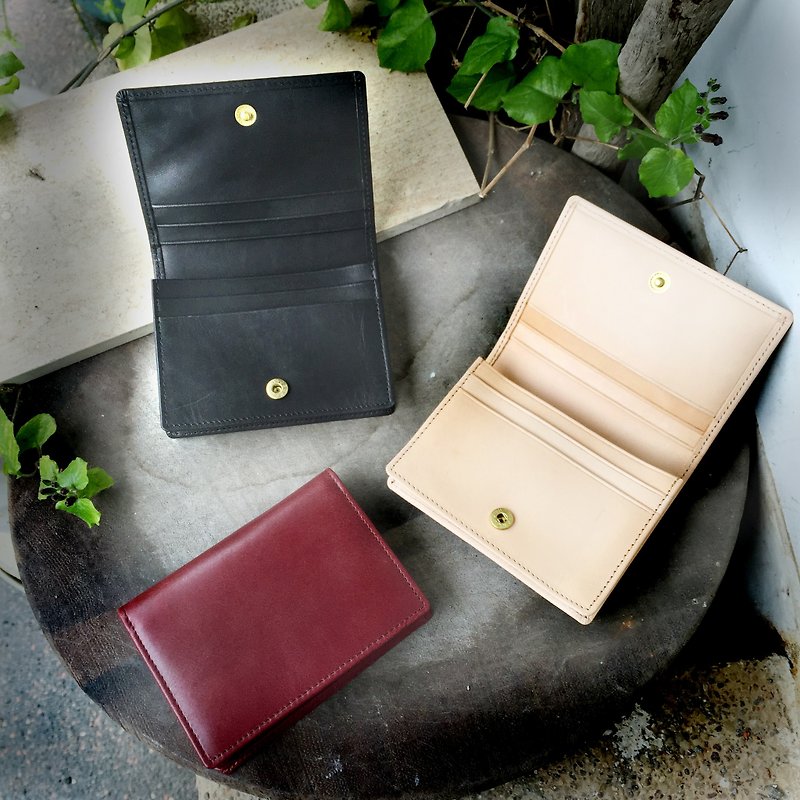 Sienna Business Genuine Leather Classic Business Card Simple Wallet (Black) - ที่เก็บนามบัตร - หนังแท้ สีดำ