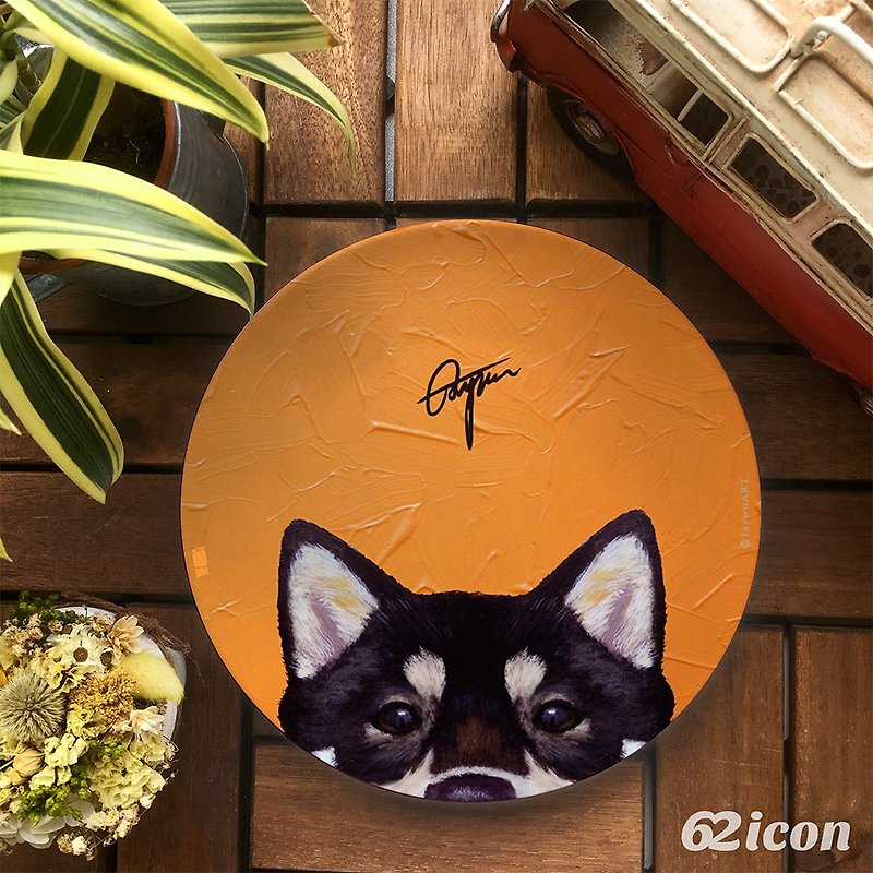 JayWu-黑柴犬-8吋骨瓷盤 - 小碟/醬油碟 - 瓷 多色