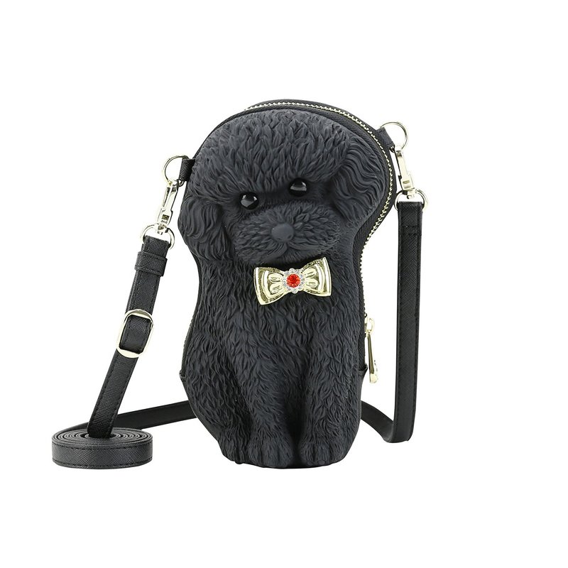 香港Adamo 3D Bag領帶貴賓狗單肩包女款泰迪立體動物包單肩斜挎包 - 側背包/斜背包 - 其他材質 黑色