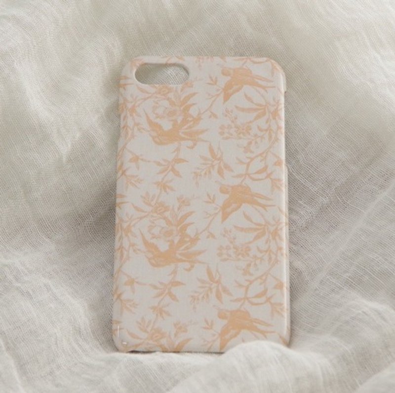 iPhone / Galaxy / Xperia compatible smartphone case bird pattern light beige