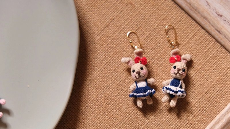 Crochet Beige Bunny Earrings