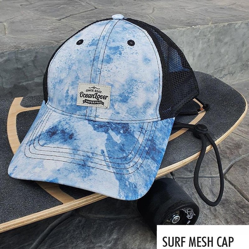 WATER PRO SURF MESH CAP (Watercolor Blue) - หมวก - วัสดุกันนำ้ สีน้ำเงิน