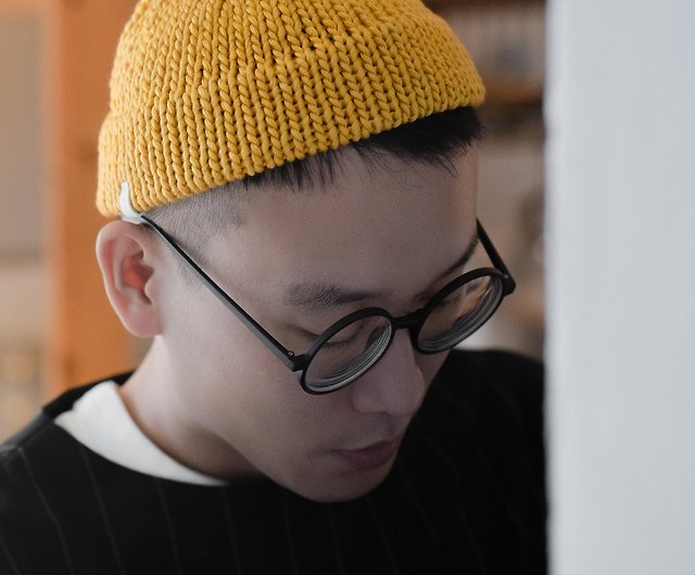 K011 Hand Knitted Short Dome Hat Sailor Cap-Turmeric - Shop over