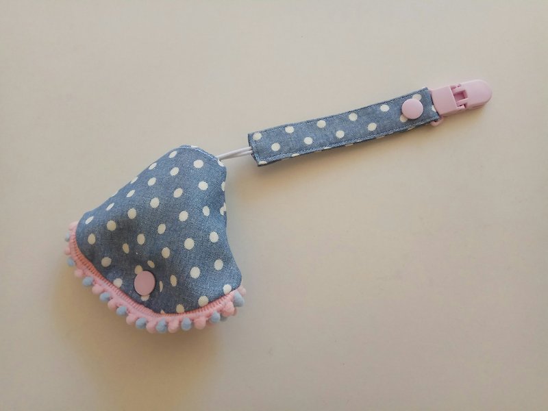 Blue bottom white little cotton ball two in one pacifier clip < pacifier dust cover + nipple clip> dual function - Baby Gift Sets - Cotton & Hemp Multicolor