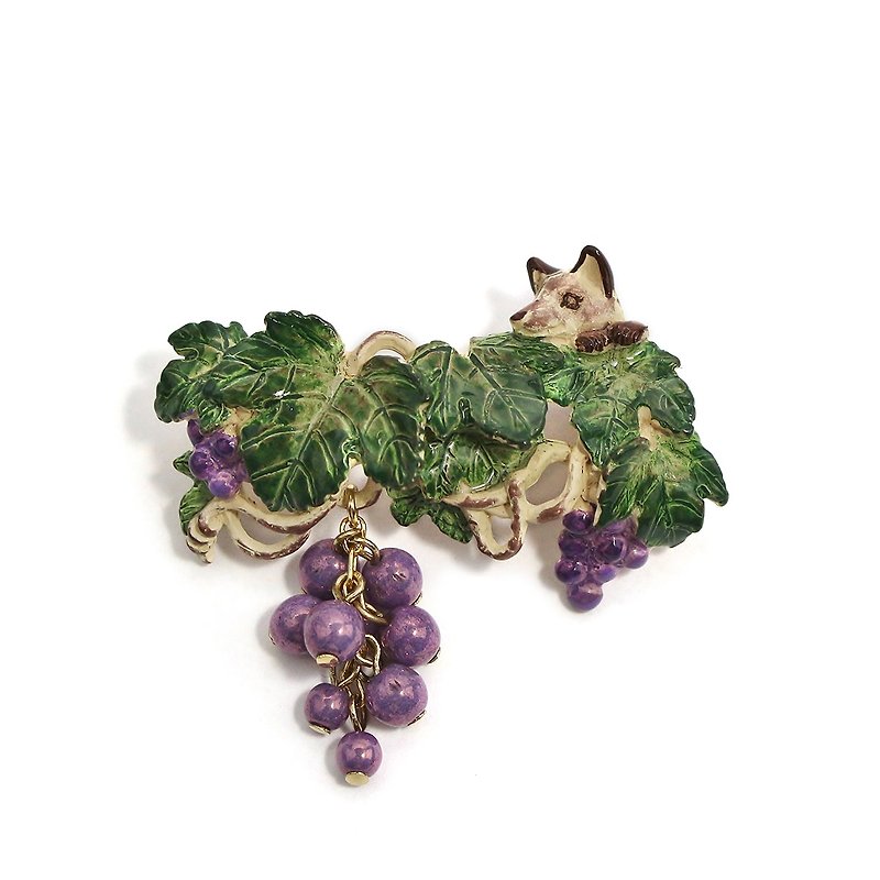 Chateau Fox Pin Brooch PB108 - Brooches - Other Metals Purple