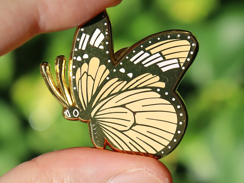 Orange Butterfly Enamel Pin