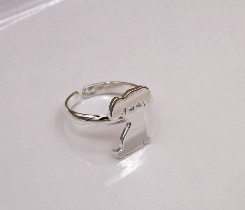Handmade Little dog ring - silver plated on brass ,Little Me by CASO jewelry - 戒指 - 其他金屬 銀色