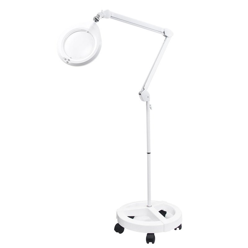 1.8x/3D/178mm 大鏡面LED調光護眼檯燈放大鏡 落地輪架式 E058-R - 燈具/燈飾 - 玻璃 白色