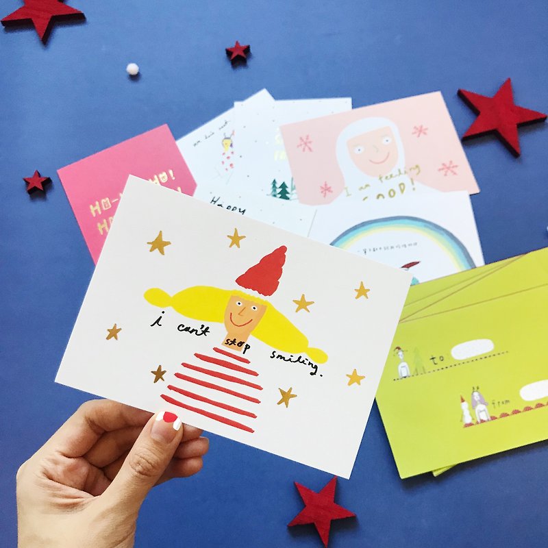 Christmas Postcard Group B | Christmas Postcard 8 Sheets + Send 8 Christmas Envelopes - การ์ด/โปสการ์ด - กระดาษ สีน้ำเงิน