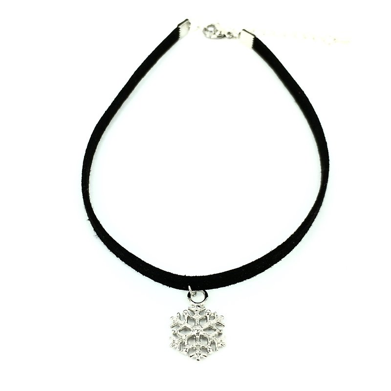 Silver Snowflake Necklace - Necklaces - Other Materials Black