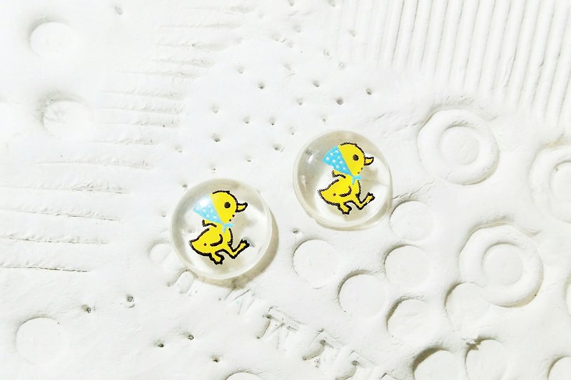 Duck Duck Transparent Childlike Earrings / Clip / Needle - Earrings & Clip-ons - Plastic Transparent