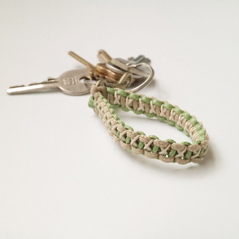 Braided Key Ring - X Cobra Pattern (Matcha Green + Khaki+ Beige) - Keychains - Other Man-Made Fibers Green