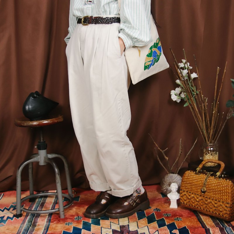 Polo Ralph Lauren discount trousers 008 beige 27 waist, trousers [Tsubasa.Y 古 着 屋] - กางเกงขายาว - ผ้าฝ้าย/ผ้าลินิน ขาว