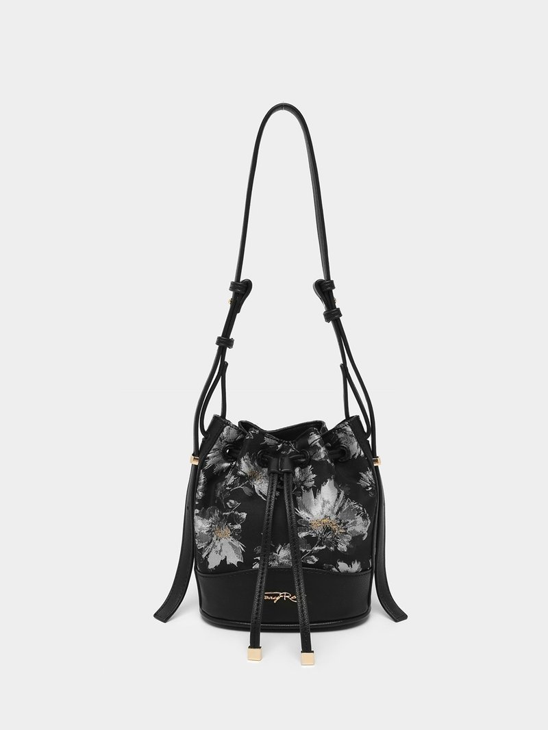 復古緹花水桶包 - 側背包/斜背包 - 其他材質 白色