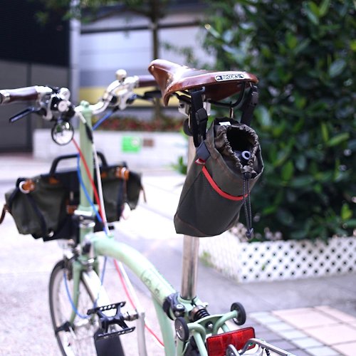 Happy Cycling Workshop - 手工單車小帽 Brompton 兩用自行車坐墊包 - 軍綠色