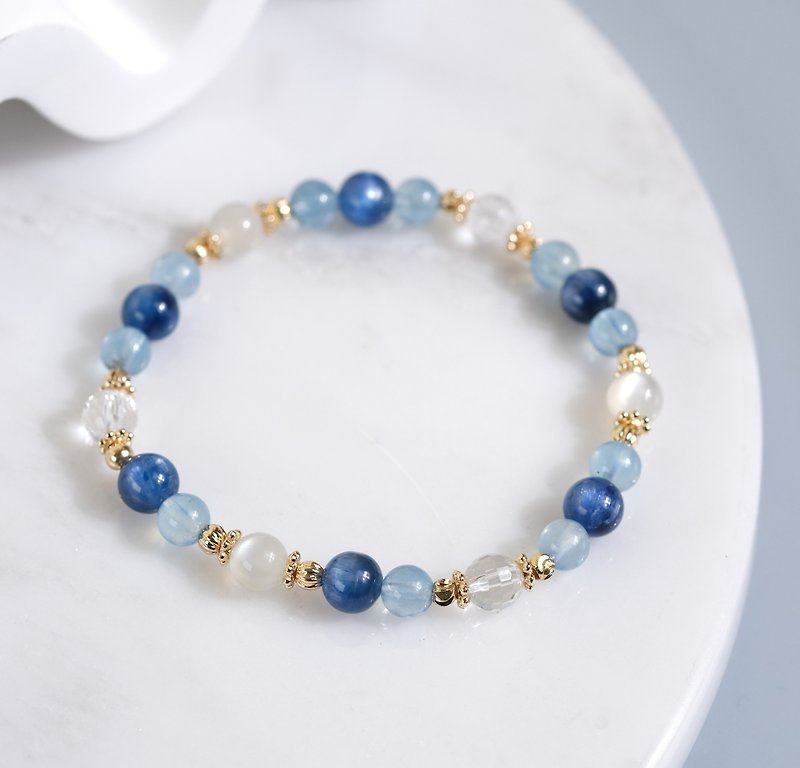 South of the Frontier Stone Aquamarine White Crystal Bracelet - Free Will - Bracelets - Crystal Blue