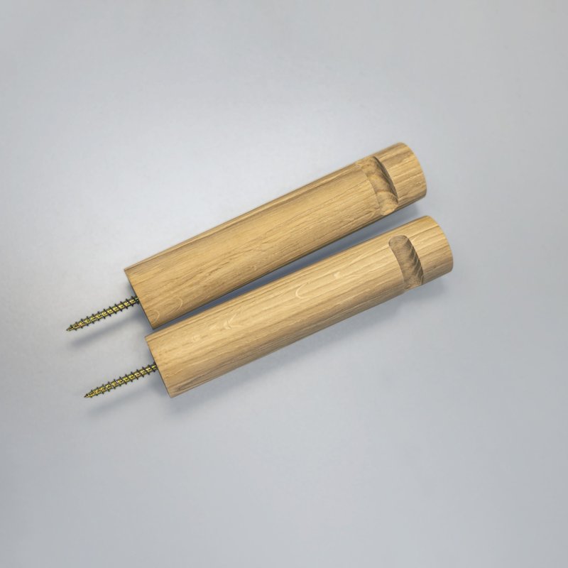 Wall oak hook Diameter 1,5inch  Lamp, Handbag, Plant hook Hanger. Macrame holder - 衣架/衣帽架/掛勾 - 木頭 