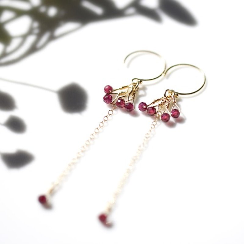 14kgf Garnet Soiree Glitter Earrings - Earrings & Clip-ons - Gemstone Red