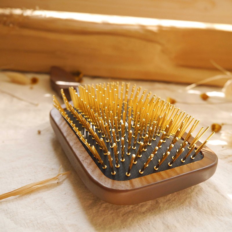 glamorspell magic comb workshop/energy gold comb/big four-corner gold thick needle - Makeup Brushes - Wood Gold