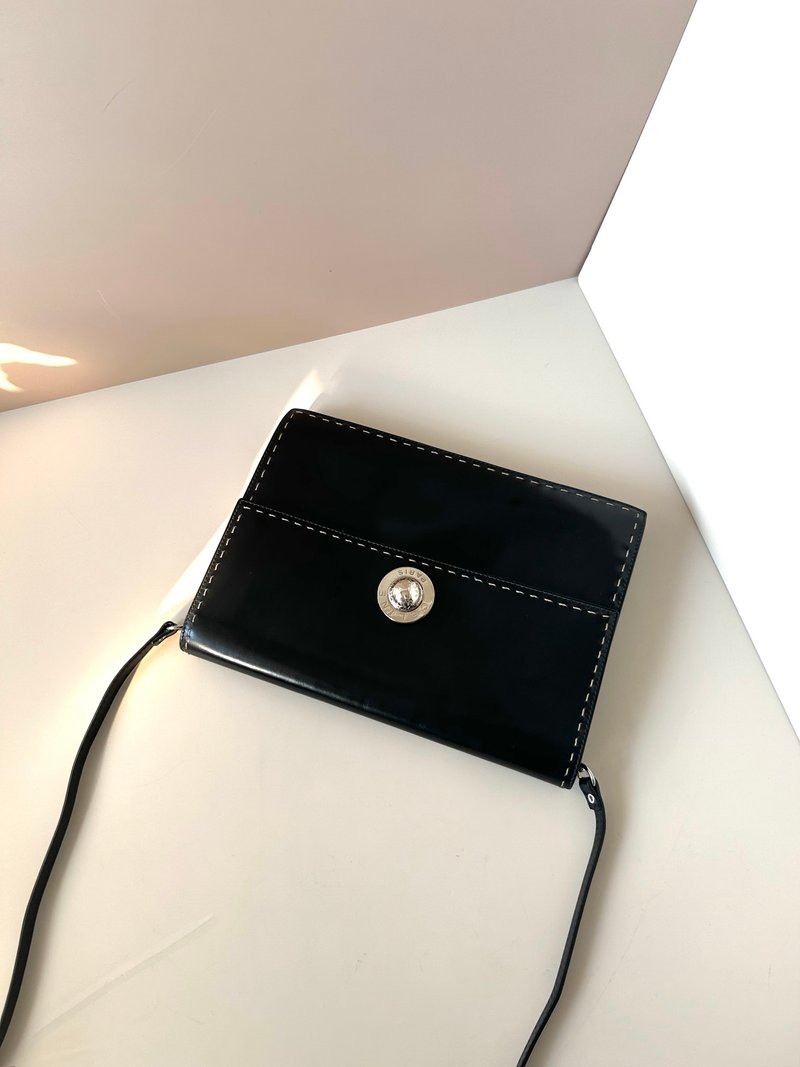 Rare second-hand Celine planet black and silver leather envelope shoulder handbag cross-body backpack - Messenger Bags & Sling Bags - Genuine Leather Black