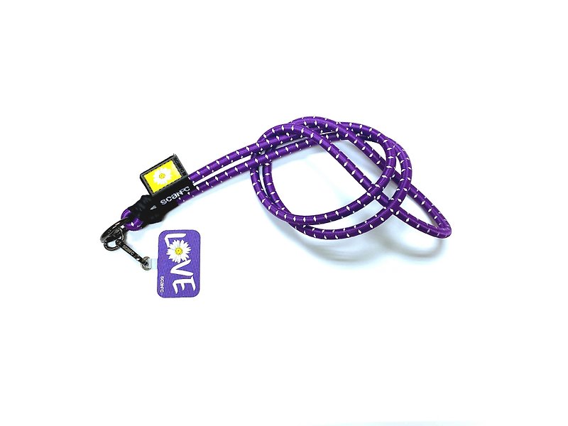 (New Product) SCANFC Dark Purple Elastic Functional Cell Phone Strap with Phone Sheet (LOVE Flower)