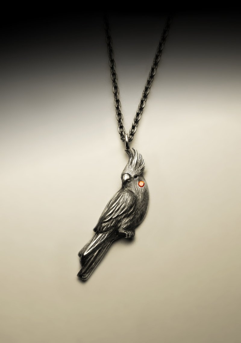 cockatiel necklace - สร้อยคอ - โลหะ สีเงิน